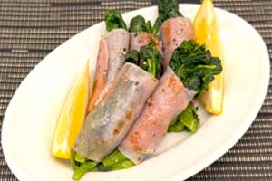 菜の花の生ハム巻き焼き