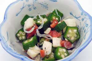 オクラと長芋の梅じゃこ和え